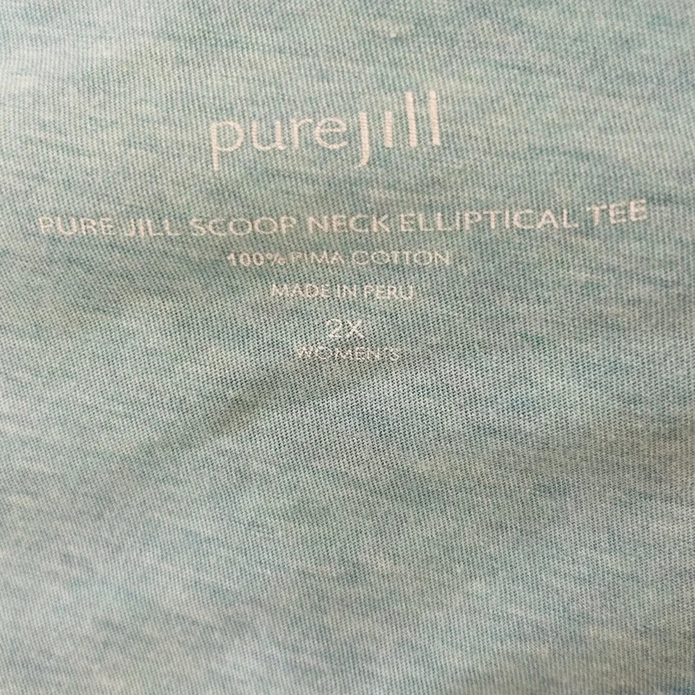 J Jill Elliptical Tee 2X Cotton Blue Green. - Picture 4 of 4
